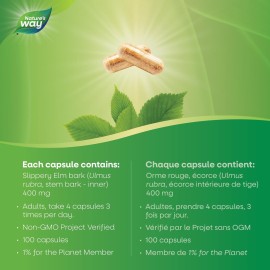 Nature\'s Way Slippery Elm Bark, Traditional Support to Soothe the GI Tract*, Vegan, 100 Capsules Nature\'s Way Slippery Elm Bark, Traditional Support to Soothe the GI Tract*, Vegan, 100 Capsules