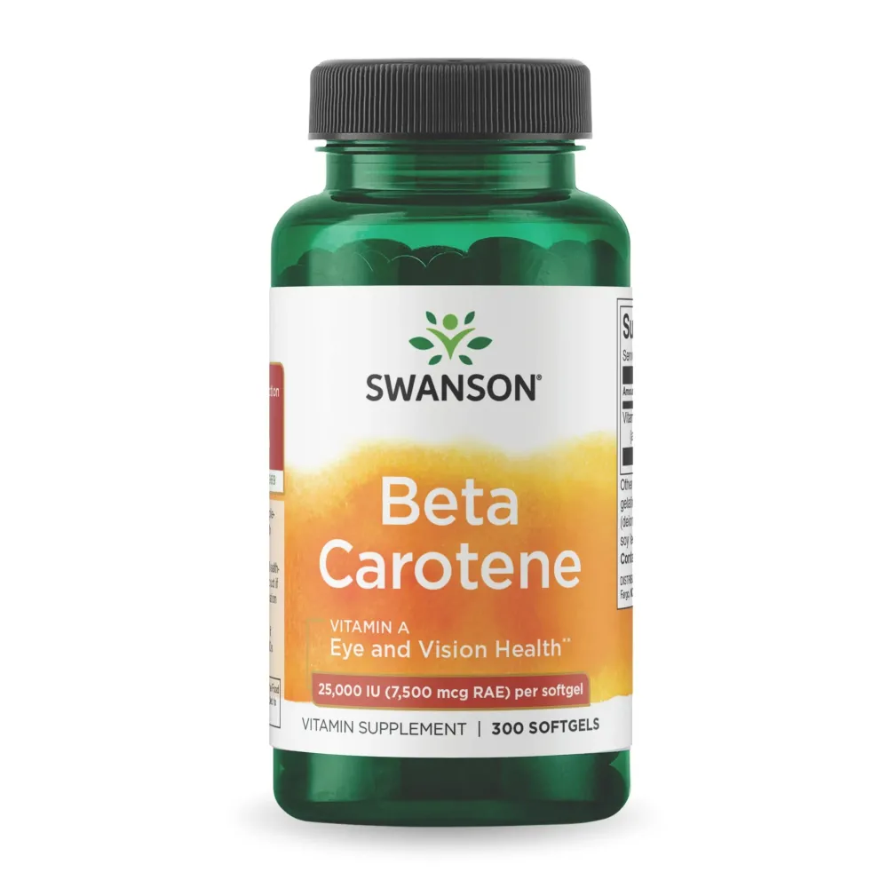 Swanson Beta-Carotene Vitamin A 25000 IU Softgels - Skin, Eye, and Immune System Health - Antioxidant Support - 7500 mcg (300 Softgels) Swanson Beta-Carotene Vitamin A 25000 IU Softgels - Skin, Eye, and Immune System Health - Antioxidant Support - 7500 mcg (300 Softgels)