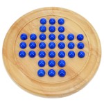 WE Games Solid Wood Marble Solitaire Game, Blue Glass Marbles Game, Marble Board Game, Wooden Games, Table Games, Home Decor, Marble Game Great for Living Room Decor, Birthday Gifts, Coffee Table Game