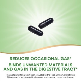 Nature\'s Way Activated Charcoal, Binds Unwanted Materials and Gas in the Digestive Tract*, 560 mg per 2-Capsule Serving, 100 Capsules (Packaging May Vary)