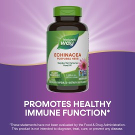Nature\'s Way Echinacea Purpurea Herb, Immune Support*, 1,200 mg per 3- Capsule Serving, Non-GMO Project Verified, Vegan, 180 Capsules Nature\'s Way Echinacea Purpurea Herb, Immune Support*, 1,200 mg per 3- Capsule Serving, Non-GMO Project Verified, Vegan, 180 Capsules
