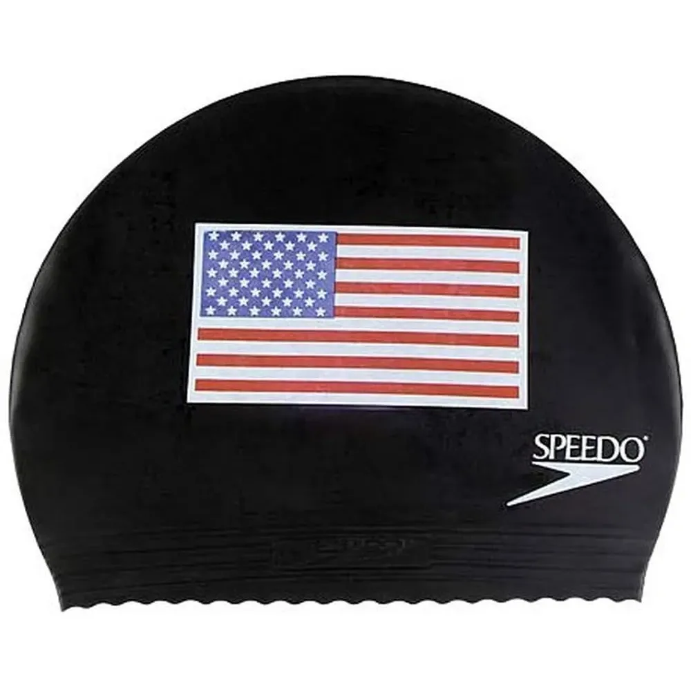 Speedo Unisex Swim Cap Latex , Flag Black Speedo Unisex Swim Cap Latex , Flag Black