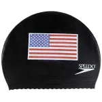 Speedo Unisex Swim Cap Latex , Flag Black