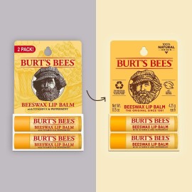 Burt\'s Bees Lip Balm - Original Beeswax, Lip Moisturizer With Responsibly Sourced Beeswax, Tint-Free, Natural Origin Conditioning Treatment, 2 Tubes, 0.15 oz. Burt\'s Bees Lip Balm - Original Beeswax, Lip Moisturizer With Responsibly Sourced Beeswax, Tint-Free, Natural Origin Conditioning Treatment, 2 Tubes, 0.15 oz.