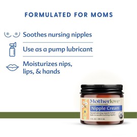 Motherlove Nipple Cream (1 oz) Organic Lanolin-Free Nipple Cream for Breastfeeding-Benefits Nursing & Pumping Moms