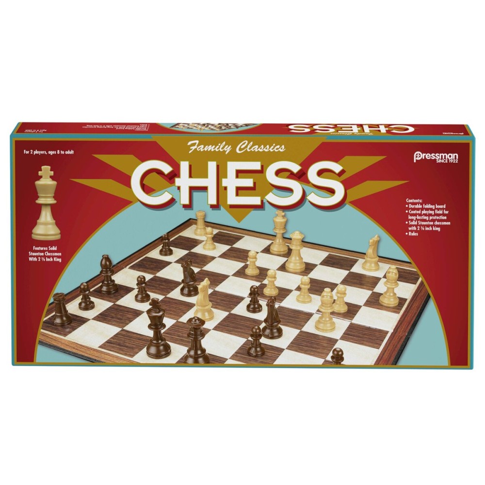Family Classics Chess by Pressman - with Folding Board and Full Size Chess Pieces Family Classics Chess by Pressman - with Folding Board and Full Size Chess Pieces