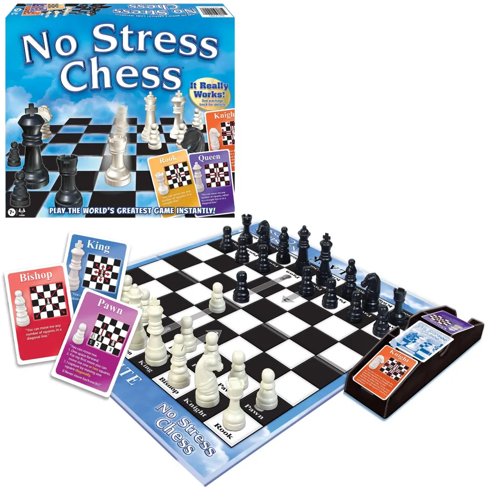 No Stress Chess by Winning Moves Games USA, Celebrating 20 Years as the Chess Teaching Game Using Innovative Action Cards, for 2 Players, Ages 7+ (1091) No Stress Chess by Winning Moves Games USA, Celebrating 20 Years as the Chess Teaching Game Using Innovative Action Cards, for 2 Players, Ages 7+ (1091)