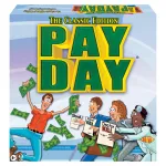 The Game of Pay Day With Popular 1970\'s Artwork by Winning Moves Games USA, where Players Make and Spend Money for Fun, for 2-4 Players, Ages 8+