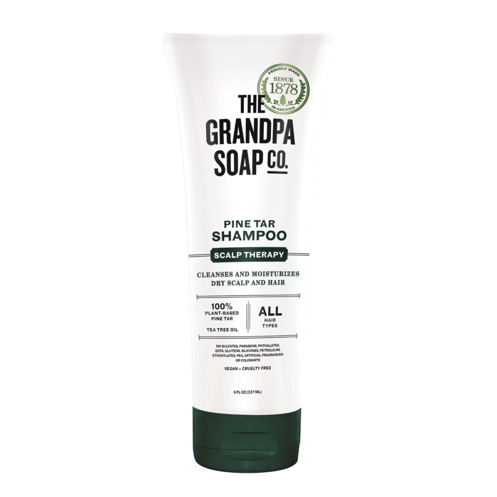 The Grandpa Soap Company Pine Tar Shampoo - Cleanses and Moisturizes Dry Scalp, With Pine Tar and Tea Tree Oil, All Hair Types, Vegan, Sulfates and Parabens Free, 8 Fl Oz The Grandpa Soap Company Pine Tar Shampoo - Cleanses and Moisturizes Dry Scalp, With Pine Tar and Tea Tree Oil, All Hair Types, Vegan, Sulfates and Parabens Free, 8 Fl Oz