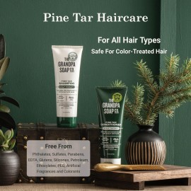 The Grandpa Soap Company Pine Tar Shampoo - Cleanses and Moisturizes Dry Scalp, With Pine Tar and Tea Tree Oil, All Hair Types, Vegan, Sulfates and Parabens Free, 8 Fl Oz The Grandpa Soap Company Pine Tar Shampoo - Cleanses and Moisturizes Dry Scalp, With Pine Tar and Tea Tree Oil, All Hair Types, Vegan, Sulfates and Parabens Free, 8 Fl Oz