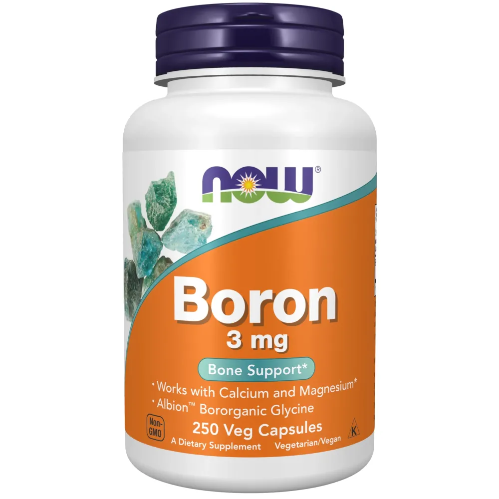 NOW Supplements, Boron 3 mg (Bororganic Glycine), Structural Support*, 250 Veg Capsules