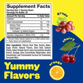 Lil Critters Probiotic Daily Gummy Supplement for Kids, for Digestive Health Support, Grape, Cherry and Orange Flavors, 60 Gummies Lil Critters Probiotic Daily Gummy Supplement for Kids, for Digestive Health Support, Grape, Cherry and Orange Flavors, 60 Gummies
