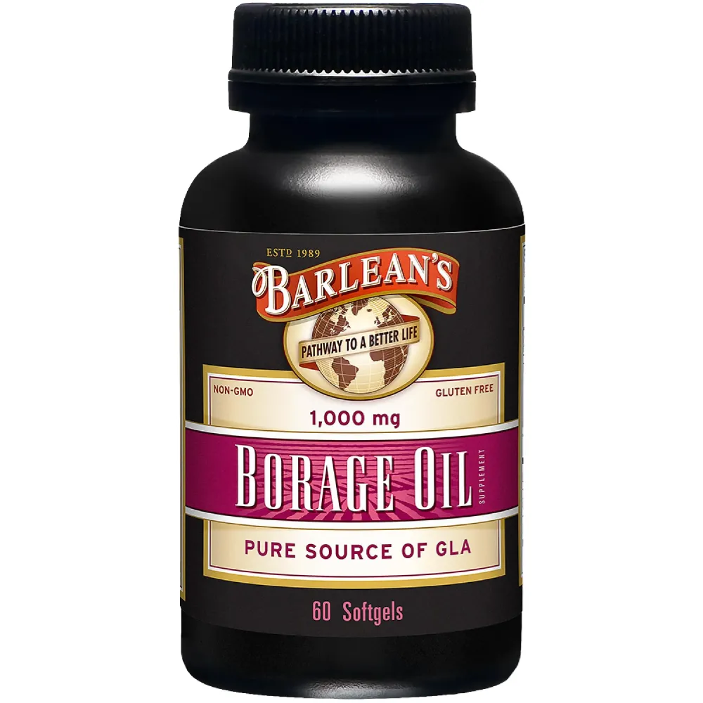 Barlean\'s Borage Oil Capsules, 1000mg Cold Pressed Pure Borage Seed Oil GLA Supplement, Omega 6 for Healthy Skin Joints and Bones and Brain Function, Non-GMO and PA Safe, 60 Count Barlean\'s Borage Oil Capsules, 1000mg Cold Pressed Pure Borage Seed Oil GLA Supplement, Omega 6 for Healthy Skin Joints and Bones and Brain Function, Non-GMO and PA Safe, 60 Count