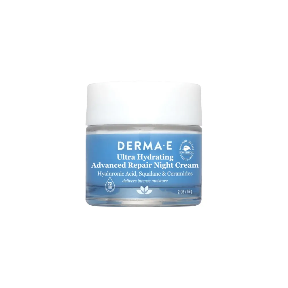 Derma E Ultra Hydrating Night Cream, Advanced Repair Overnight Face Moisturizer with Hyaluronic Acid to Replenish, Smooth and Nourish Skin, 2 oz Derma E Ultra Hydrating Night Cream, Advanced Repair Overnight Face Moisturizer with Hyaluronic Acid to Replenish, Smooth and Nourish Skin, 2 oz
