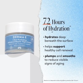 Derma E Ultra Hydrating Night Cream, Advanced Repair Overnight Face Moisturizer with Hyaluronic Acid to Replenish, Smooth and Nourish Skin, 2 oz Derma E Ultra Hydrating Night Cream, Advanced Repair Overnight Face Moisturizer with Hyaluronic Acid to Replenish, Smooth and Nourish Skin, 2 oz