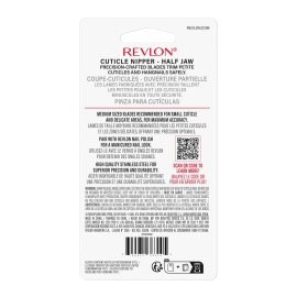 Revlon Half Jaw Cuticle Nipper, Manicure Tool for Nail Care, Hangnail Clipper, For More Precise Trims, Non-Slip Grip, Stainless Steel, 1 Count