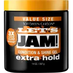 SoftSheen-Carson Let\'s Jam! Shining and Conditioning Hair Gel by Dark and Lovely, Extra Hold, All Hair Types, Styling Gel Great for Braiding, Twisting & Smooth Edges, Extra Hold, 14 oz
