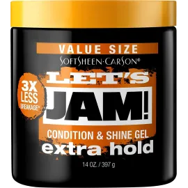 SoftSheen-Carson Let\'s Jam! Shining and Conditioning Hair Gel by Dark and Lovely, Extra Hold, All Hair Types, Styling Gel Great for Braiding, Twisting & Smooth Edges, Extra Hold, 14 oz