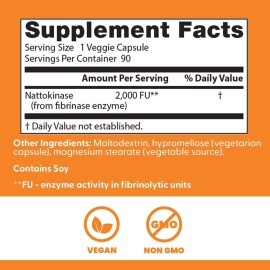 Doctors Best Nattokinase, 2000 Fus, Supports Cardiovascular Health, Non-GMO, Vegan 90 Veggie Caps Doctors Best Nattokinase, 2000 Fus, Supports Cardiovascular Health, Non-GMO, Vegan 90 Veggie Caps
