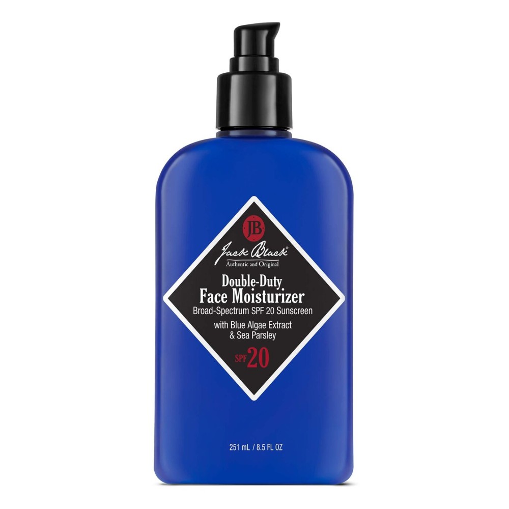 Jack Black Double-Duty Face Moisturizer, 8.5 Fl. Oz - SPF 20 Sun Protection, Long Lasting Hydrating Skincare, Lightweight Moisturizer, Mens Facial Moisturizer