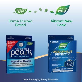 Nature\'s Way Acidophilus Probiotic Pearls, Supports Digestive Balance and Gut Health*, Protects Against Occasional Constipation and Bloating*, 1 Billion Live Cultures, 90 Softgels (Packaging May Vary) Nature\'s Way Acidophilus Probiotic Pearls, Supports Digestive Balance and Gut Health*, Protects Against Occasional Constipation and Bloating*, 1 Billion Live Cultures, 90 Softgels (Packaging May Vary)