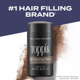 Toppik Hair Building Fibers, Medium Brown, 12g Fill In Fine or Thinning Hair Instantly Thicker, Fuller Looking Hair 9 Shades for Men & Women Toppik Hair Building Fibers, Medium Brown, 12g Fill In Fine or Thinning Hair Instantly Thicker, Fuller Looking Hair 9 Shades for Men & Women