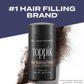 Toppik Hair Building Fibers, Dark Brown, 27.5g, Fill In Fine or Thinning Hair, Instantly Thicker, Fuller Looking Hair, 9 Shades for Men and Women , 0.97 Oz (Pack of 1) Toppik Hair Building Fibers, Dark Brown, 27.5g, Fill In Fine or Thinning Hair, Instantly Thicker, Fuller Looking Hair, 9 Shades for Men and Women , 0.97 Oz (Pack of 1)