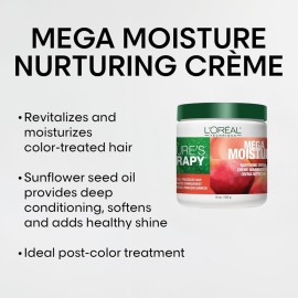 L\'OREAL TECHNIQUE Nature\'s Therapy Mega Moisture Crme - Conditioning and Detangling Hair Cream, Softens and Adds Shine With Botanical Extracts, For All Hair Types, 16 Oz L\'OREAL TECHNIQUE Nature\'s Therapy Mega Moisture Crme - Conditioning and Detangling Hair Cream, Softens and Adds Shine With Botanical Extracts, For All Hair Types, 16 Oz