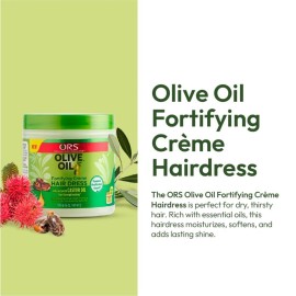ORS Olive Oil Fortifying Cream Hair Dress Infused with Castor Oil for Strengthening 6 Ounces ORS Olive Oil Fortifying Cream Hair Dress Infused with Castor Oil for Strengthening 6 Ounces