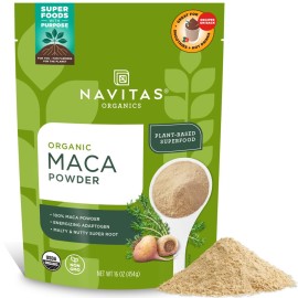 Navitas Organics Maca Powder - 100% Gelatinized Peruvian Maca for Smoothies, Lattes, Baking & More - Energize & Balance - USDA Organic, Non GMO, Vegan, Gluten Free (16oz. Bag, 180 Servings, 2-Pack)