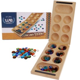 WE Games Solid Wood Folding Mancala Board Game - 18 in., Travel Games for Adults, Home Decor, Living Room Decor, Birthday Gifts, Table Games