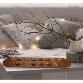 Coffee Table African Stone Game - Solid Wood with Walnut Stain