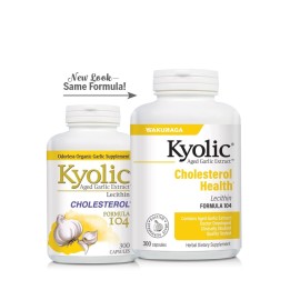Kyolic Aged Garlic Extract Formula 104 Cholesterol Health, 300 Capsules (Packaging May Vary)