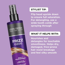 John Frieda Frizz Ease Daily Nourishment Leave-In Conditioner, Detangles Frizzy, Damaged Hair, Reduces Breakage, Protects Against Heat, with Vitamins A, C, E & Green Tea Extract, 8 Oz John Frieda Frizz Ease Daily Nourishment Leave-In Conditioner, Detangles Frizzy, Damaged Hair, Reduces Breakage, Protects Against Heat, with Vitamins A, C, E & Green Tea Extract, 8 Oz