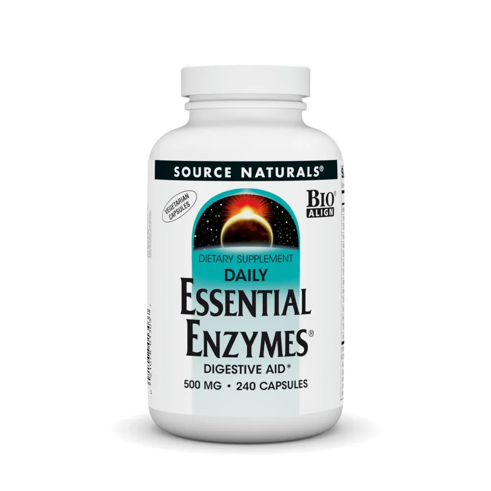 Source Naturals Essential Enzymes in Vegetarian Capsules, Digestive Aid* 500 Mg - 240 Capsules Source Naturals Essential Enzymes in Vegetarian Capsules, Digestive Aid* 500 Mg - 240 Capsules