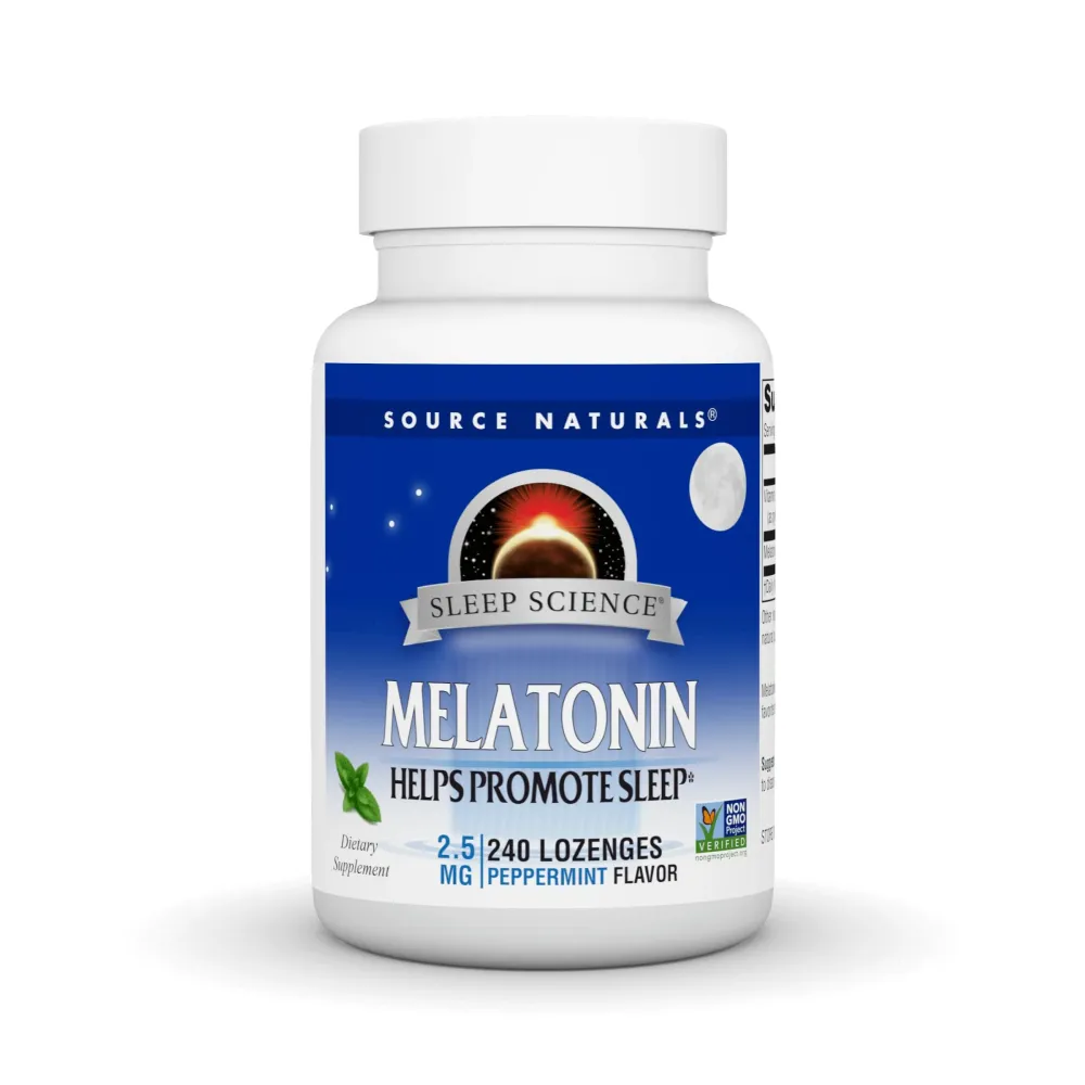 Source Naturals Melatonin, Sleep Supplement, 2.5 mg - 240 Peppermint Flavored Lozenges Source Naturals Melatonin, Sleep Supplement, 2.5 mg - 240 Peppermint Flavored Lozenges