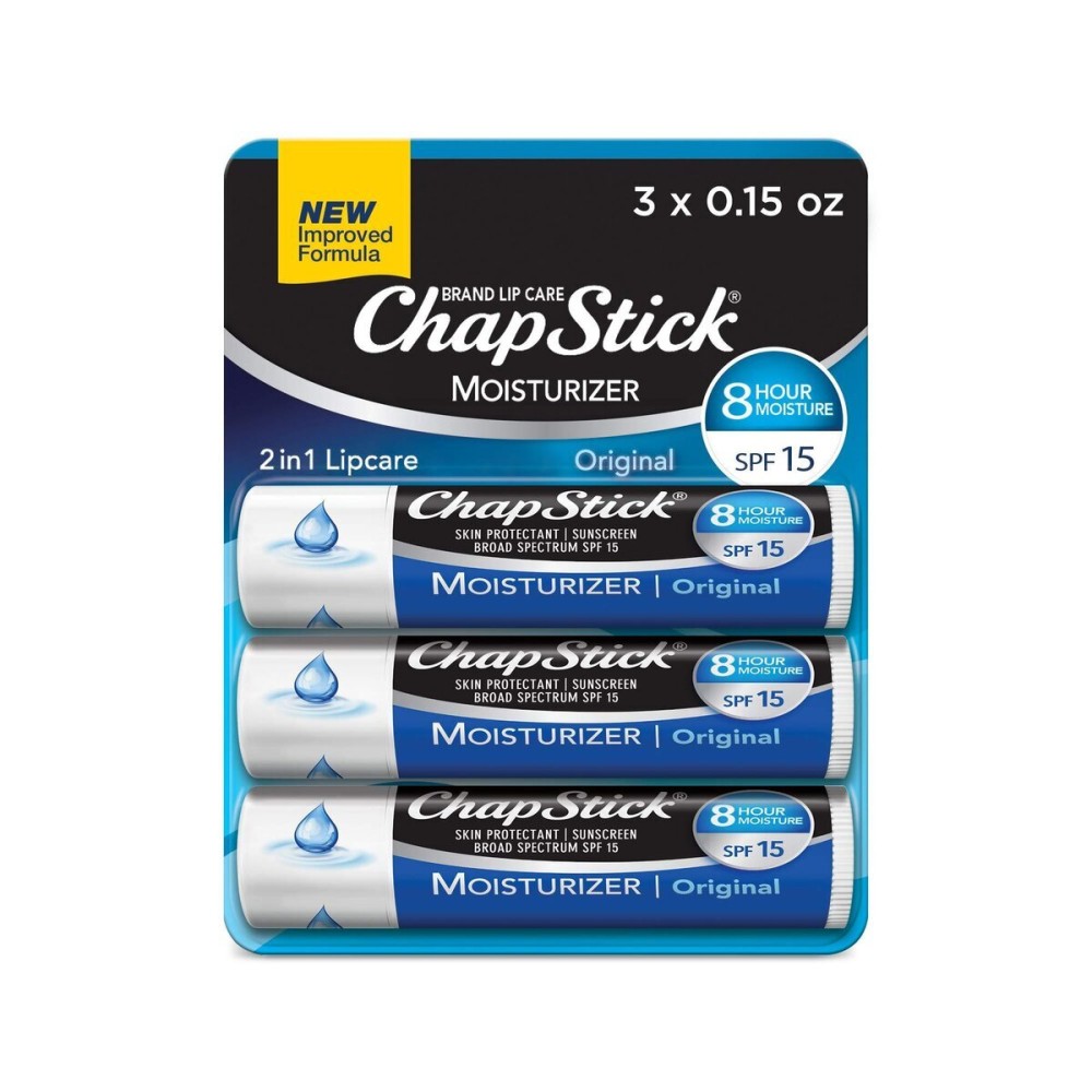 ChapStick Moisturizer Original Lip Balm Tubes, SPF 15 and Skin Protectant - 0.15 Oz (Pack of 3) ChapStick Moisturizer Original Lip Balm Tubes, SPF 15 and Skin Protectant - 0.15 Oz (Pack of 3)
