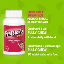 Flintstones Chewable Kids Vitamins with Iron, Multivitamin for Kids & Toddlers with Vitamin D, Vitamin C & more, 60 Count (Pack of 1) Flintstones Chewable Kids Vitamins with Iron, Multivitamin for Kids & Toddlers with Vitamin D, Vitamin C & more, 60 Count (Pack of 1)