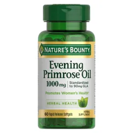 Nature\'s Bounty Evening Primrose Oil, Promotes Women\'s Health, 1000 mg Evening Primrose Oil, 60 Rapid Release Softgels