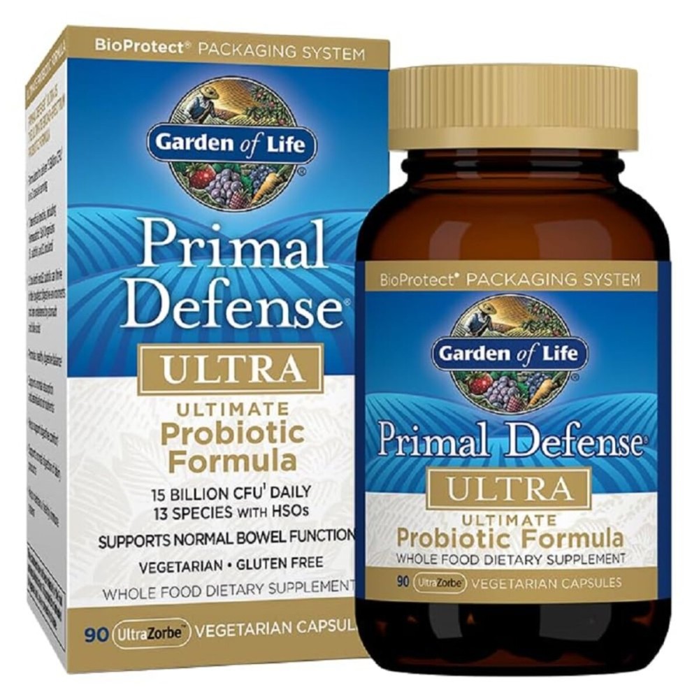 Garden of Life Primal Defense Ultra Ultimate Probiotic Formula - 15 Billion CFU and 13 Strains of Probiotics Plus HSOs for Healthy Digestive Balance, Vegetarian and Gluten Free, 90 Capsules Garden of Life Primal Defense Ultra Ultimate Probiotic Formula - 15 Billion CFU and 13 Strains of Probiotics Plus HSOs for Healthy Digestive Balance, Vegetarian and Gluten Free, 90 Capsules