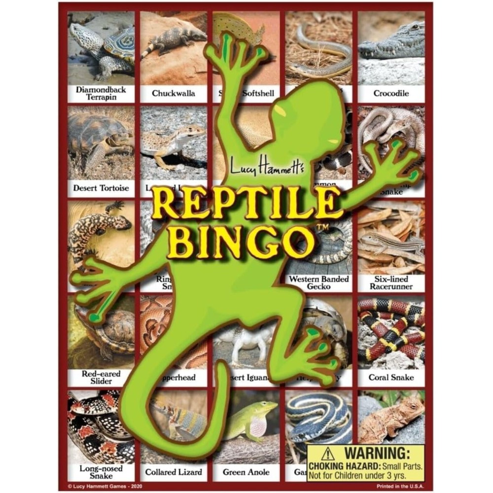Lucy Hammett Games Reptile Bingo - Educational & Fun Game with 6 Picture Boards, 42 Informative Cards and Bingo Chips for Kids and Families Lucy Hammett Games Reptile Bingo - Educational & Fun Game with 6 Picture Boards, 42 Informative Cards and Bingo Chips for Kids and Families
