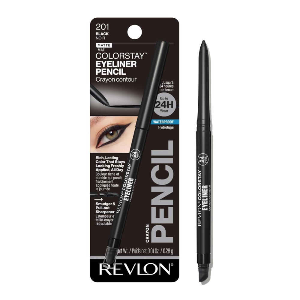 Revlon ColorStay Pencil Waterproof Eyeliner, Smudge-Proof, Eye Makeup with Built-In Sharpener, 201 Black, 0.01 oz Revlon ColorStay Pencil Waterproof Eyeliner, Smudge-Proof, Eye Makeup with Built-In Sharpener, 201 Black, 0.01 oz
