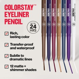 Revlon ColorStay Pencil Waterproof Eyeliner, Smudge-Proof, Eye Makeup with Built-In Sharpener, 201 Black, 0.01 oz Revlon ColorStay Pencil Waterproof Eyeliner, Smudge-Proof, Eye Makeup with Built-In Sharpener, 201 Black, 0.01 oz