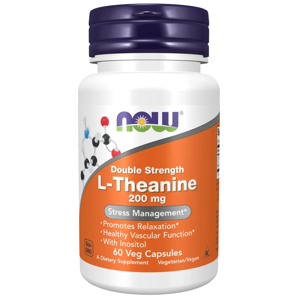 NOW Foods Supplements, L-Theanine 200 mg with Inositol, Stress Management*, 60 Veg Capsules NOW Foods Supplements, L-Theanine 200 mg with Inositol, Stress Management*, 60 Veg Capsules