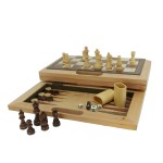 WE Games 3-in-1 Camphor Wood Chess, Checkers & Backgammon Set 16 inches - Folding Wood Chess Board for Adults with Handle, Board Game Set for Travel, Combo Game Set for Adults