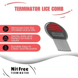 Nit Free Terminator Lice Comb - Professional Stainless Steel Comb for Effective Head Lice Treatment (Color May Vary) (Pack of 1) Nit Free Terminator Lice Comb - Professional Stainless Steel Comb for Effective Head Lice Treatment (Color May Vary) (Pack of 1)