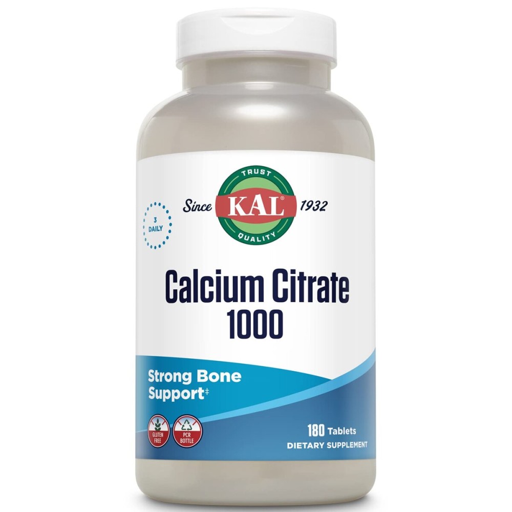 KAL Calcium Citrate 1000mg, Calcium Supplements for Women and Men, Bone Health, Teeth, Nervous, Muscular & Cardiovascular System Support, Gluten Free and Lab Verified, 60 Servings, 180 Tablets KAL Calcium Citrate 1000mg, Calcium Supplements for Women and Men, Bone Health, Teeth, Nervous, Muscular & Cardiovascular System Support, Gluten Free and Lab Verified, 60 Servings, 180 Tablets