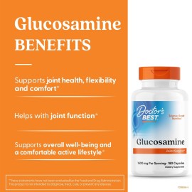 Doctors BEST Glucosamine, Joint Support, Non-GMO, Gluten Free, Soy Free, 1500 mg Per Serving, 180 Capsules Doctors BEST Glucosamine, Joint Support, Non-GMO, Gluten Free, Soy Free, 1500 mg Per Serving, 180 Capsules
