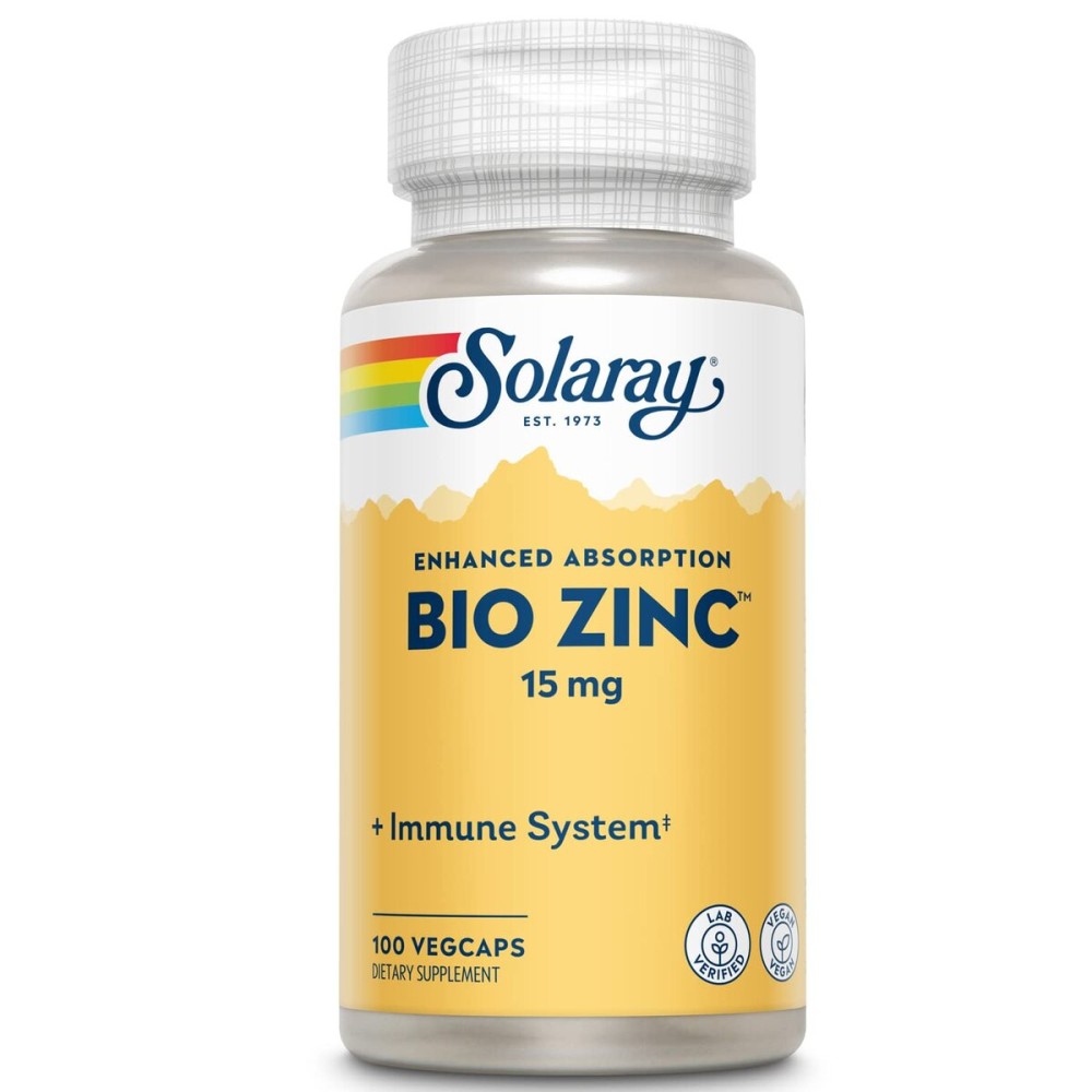 Solaray Bio Zinc 15 mg | Triple Zinc Complex for Healthy Immune System, Endocrine & Cell Function Support | 100 VegCaps Solaray Bio Zinc 15 mg | Triple Zinc Complex for Healthy Immune System, Endocrine & Cell Function Support | 100 VegCaps