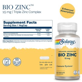 Solaray Bio Zinc 15 mg | Triple Zinc Complex for Healthy Immune System, Endocrine & Cell Function Support | 100 VegCaps Solaray Bio Zinc 15 mg | Triple Zinc Complex for Healthy Immune System, Endocrine & Cell Function Support | 100 VegCaps